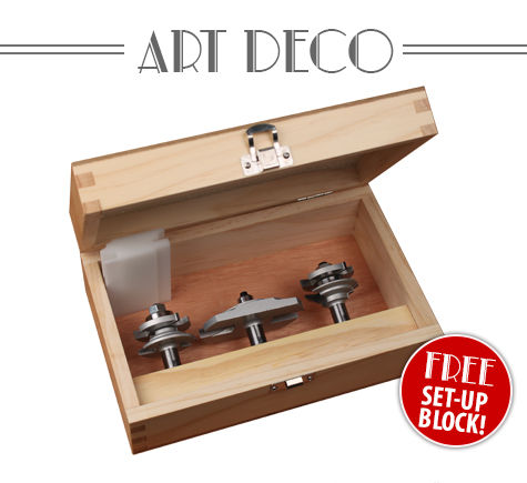Our cabinetmaking Art Deco router bit set brings the distinctive style of the 1920s and 1930s to your woodworking projects