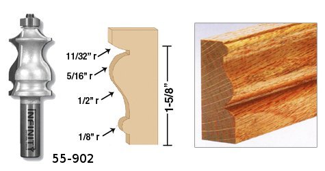 A single cut with our traditional moulding router bit provides beautiful mouldings