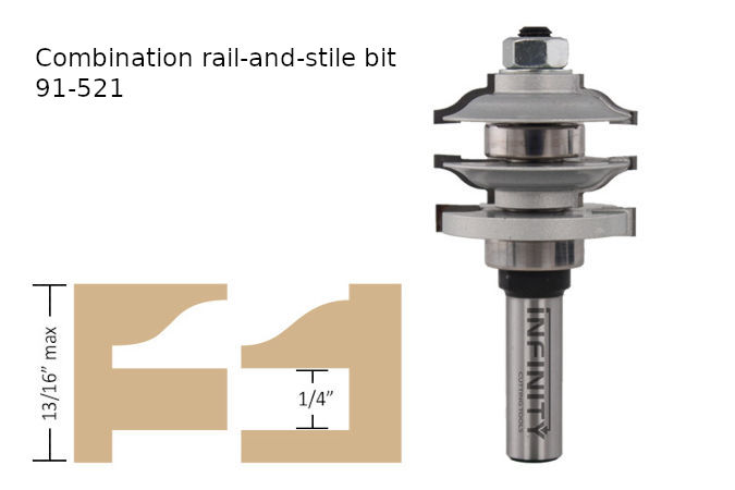 Combination rail and stile router bit for cabinet doors