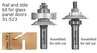 Rail and stile router bit for glass panel doors