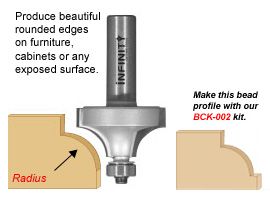 Our roundover and bearing router bits give you a smooth radius that is ideal for the edges of furniture and moulding