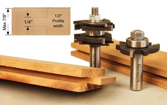 A matched pair of router bits for producing strong and simple tongue and groove joints