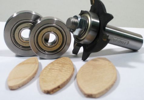 Biscuit joining router bit set