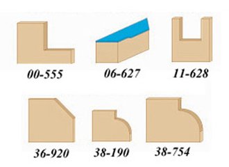 A high quality set of the six most useful router bits for every level of woodworker and a bearing set