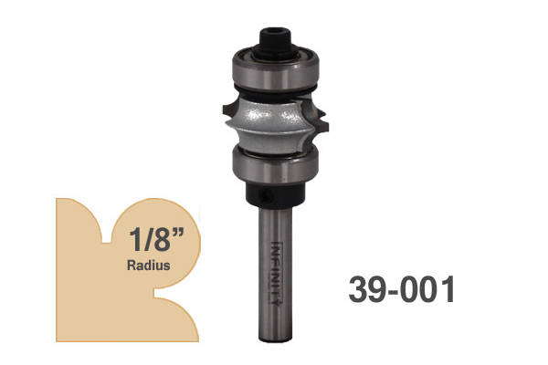 This full-bead router bit 39-001 can add decorative moulding profiles to wooden furniture