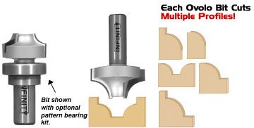 Ovolo router bits can cut simple roundovers and dramatic veins, decorate large panels or even plunge cut to produce eye-catching rosettes