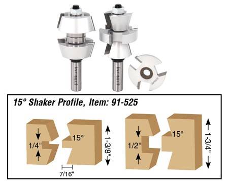 Door making rail and stile router bit set 91-525