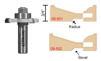 These back cutter router bits rebate the back of raised door panels to keep the face flush with the rail and stile frame