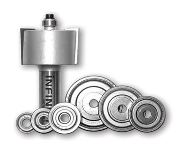 Our rebate (rabbet) router bit sets include seven different sized bearings for altering the cut depth and for flush trim