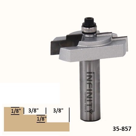 This stepped rebate router bit cuts a double-step on the back of picture and mirror frames for holding the glass and a backing piece