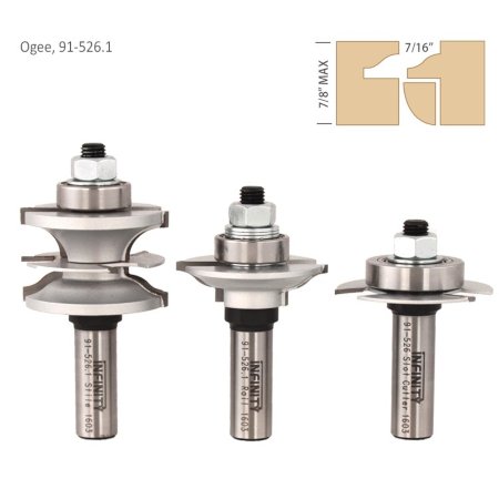 Ultimate glass door router bit set with an Ogee profile