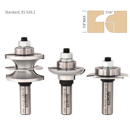 Ultimate glass door router bit set with a Standard profile
