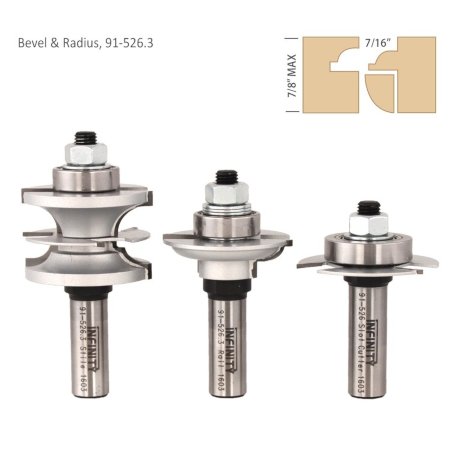 Ultimate glass door router bit set with a Bevel and Radius profile