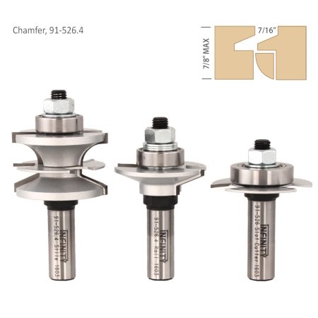 Ultimate glass door router bit set with a Chamfer profile