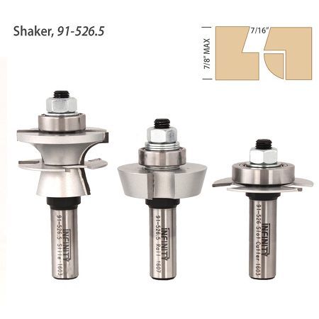 Ultimate glass door router bit set with a Shaker profile